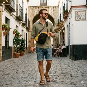 Leed's Sling Bag Crossbody backpack River Top logo Yellow Black Sail TRAVEL